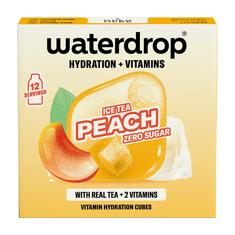 Šumivé kostky do vody Waterdrop Microdrink - Ice Tea Peach, příchuť ledového čaje s broskví, 12 ks