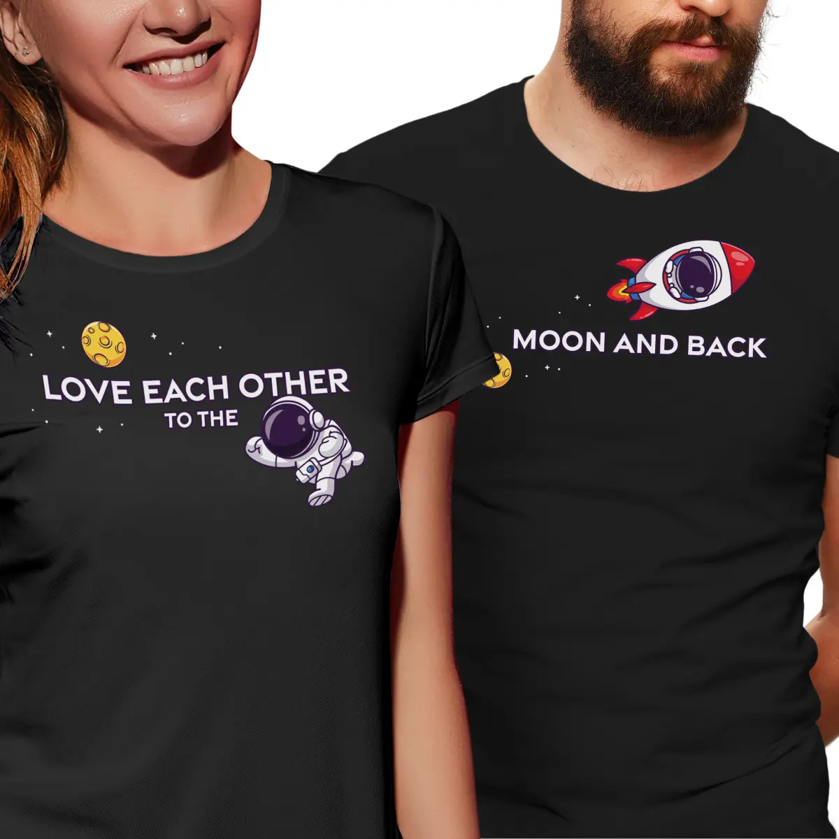 Dámské tričko s potiskem “Love each other to the Moon and back” | Dárek k narozeninám, svátku, výročí, vánocům | Dárek pro muže, ženu | Vtipné tričko