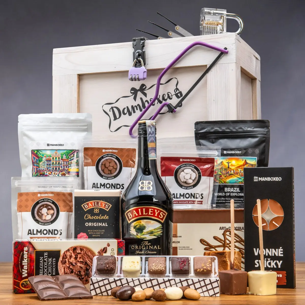 Dárková Truhla s Baileys | Dárek pro ženu, maminku, kamarádku, přítelkyni, babičku | Dárek k narozeninám pro ženu | Dárky k narozeninám pro ženy | Dár