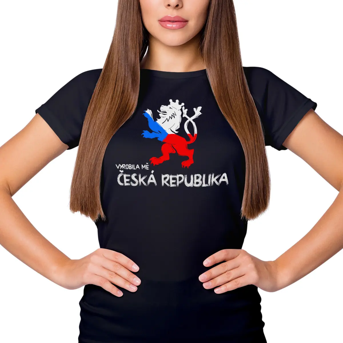 Dámské tričko s potiskem “Vyrobila mě Česká republika” | Dárek k narozeninám, svátku, výročí, vánocům | Dárek pro muže, ženu | Vtipné tričko | 100% ba