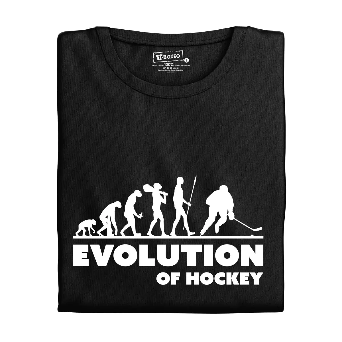 Pánské tričko "Evoluce Hokejisty" | hokejové, fanouškovské tričko s potiskem | český hokej fanshop | mistrovství světa v ledním hokeji | Dárek k naroz