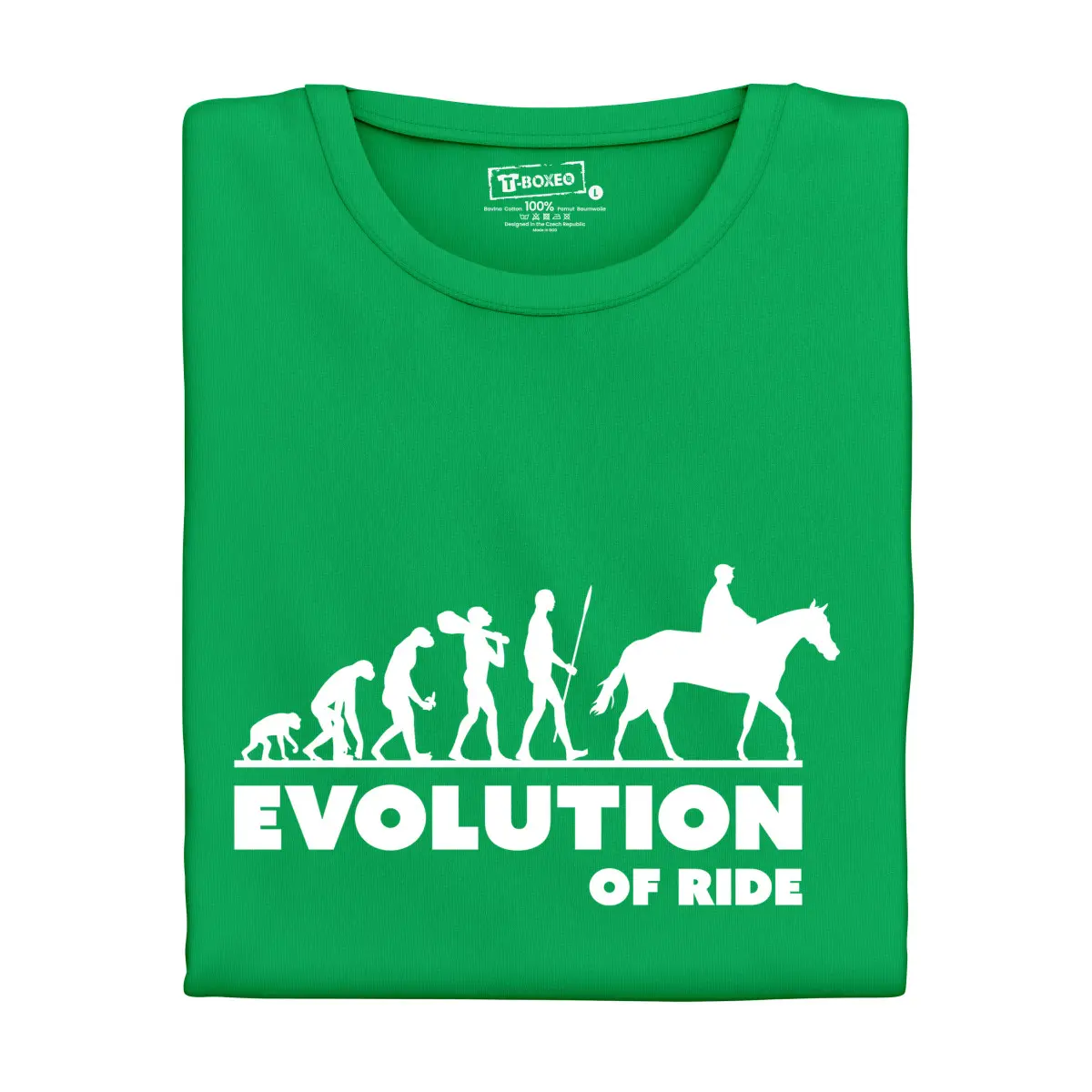 Dámské tričko s potiskem "Evolution of Horse Rider" | Dárek k narozeninám, svátku, výročí, vánocům | Dárek pro muže, ženu | Vtipné tričko | 100% bavln