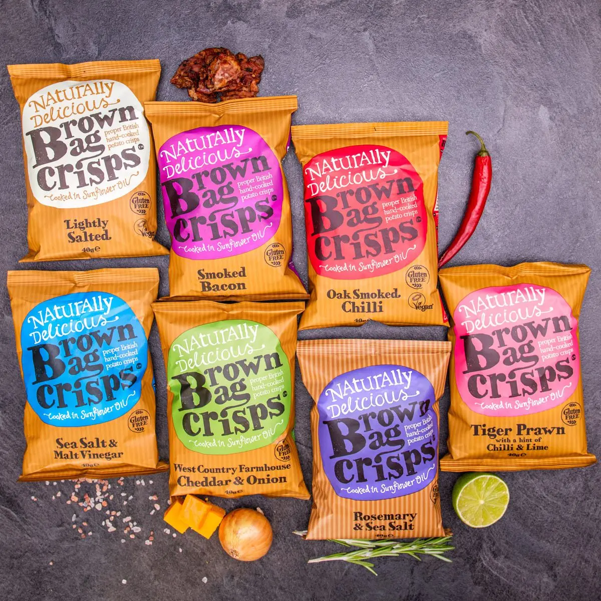 Výhodný set vynikajících Brown Bag Crisps v 7 příchutích
