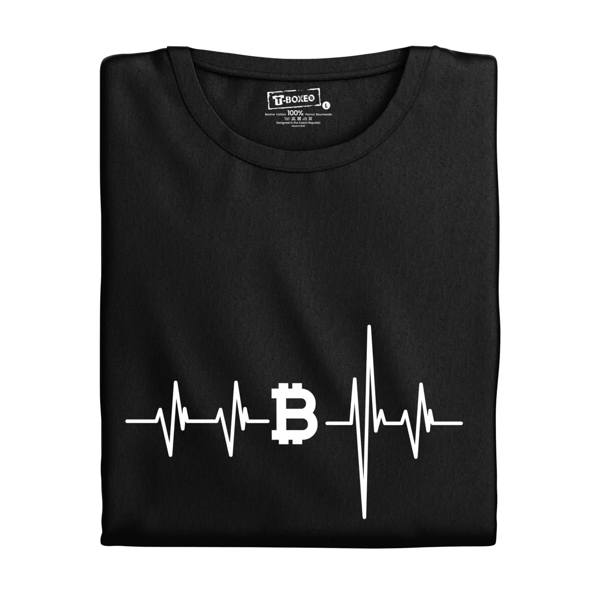 Dámské tričko s potiskem "Srdeční tep Bitcoin" | Dárek k narozeninám, svátku, výročí, vánocům | Dárek pro muže, ženu | Vtipné tričko | 100% bavlna | d
