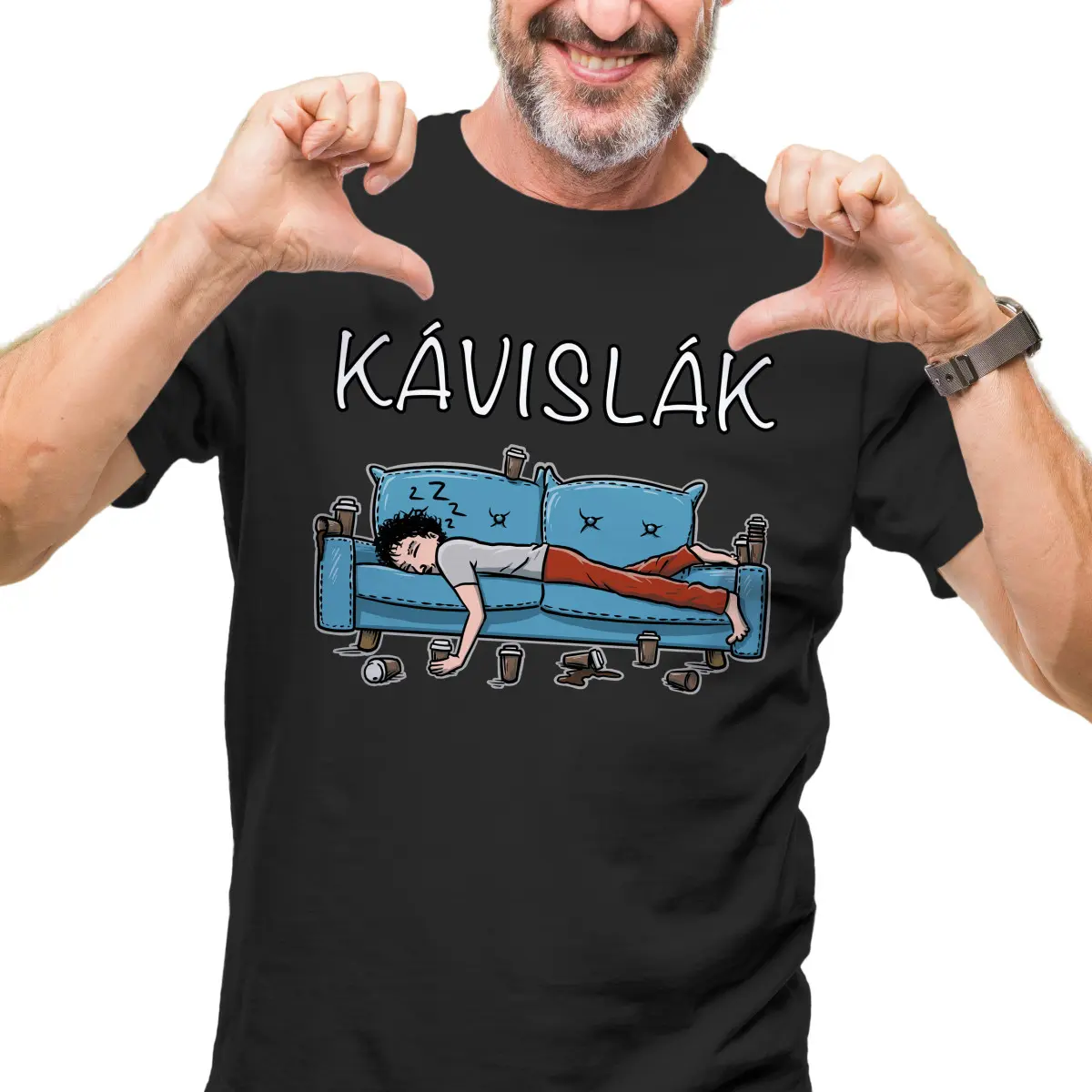 Pánské tričko s potiskem “Kávislák” | Dárek k narozeninám, svátku, výročí, vánocům | Dárek pro muže, ženu | Vtipné tričko | 100% bavlna | dárek k váno