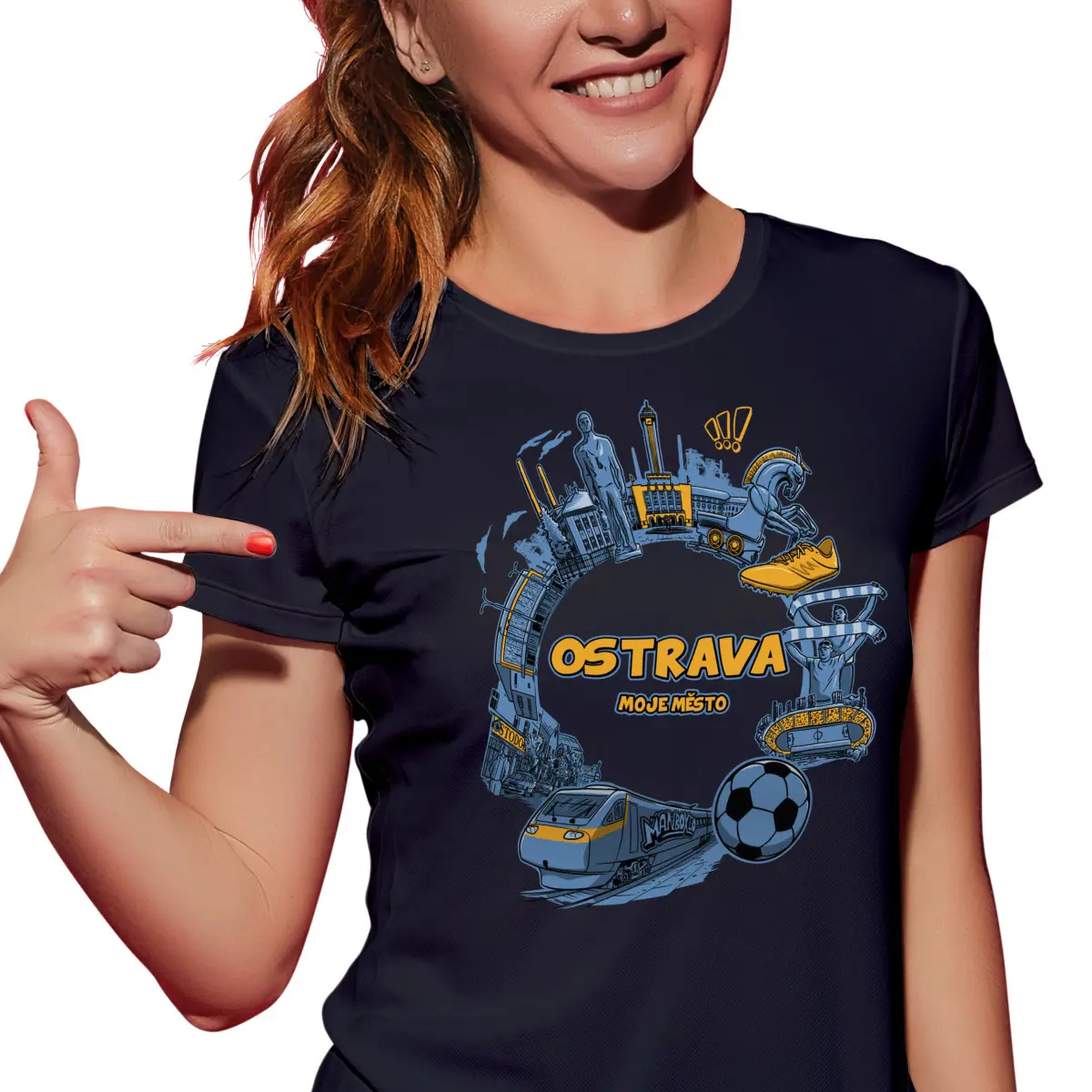 Dámské tričko s potiskem “OSTRAVA” | Dárek k narozeninám, svátku, výročí, vánocům | Dárek pro muže, ženu | Vtipné tričko | 100% bavlna | dárek k vánoc