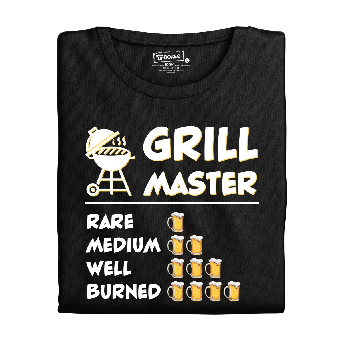 Pánské tričko s potiskem Grill master + beer | Dárek k narozeninám, svátku, výročí, vánocům | Dárek pro muže, ženu | Vtipné tričko | 100% bavlna | dár