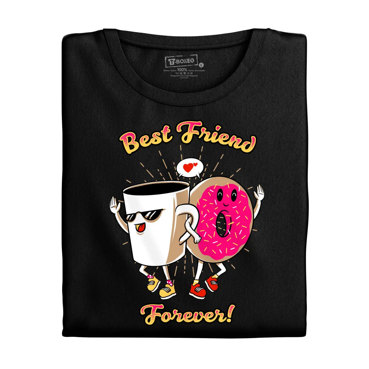 Dámské tričko “BFFs kafe a kobliha” | Dárek k narozeninám, svátku, výročí, vánocům | Dárek pro muže, ženu | Vtipné tričko | 100% bavlna | dárek k váno
