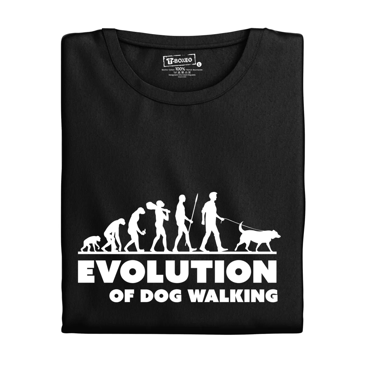 Pánské tričko s potiskem "Evolution of Dog walking" | Dárek k narozeninám, svátku, výročí, vánocům | Dárek pro muže, ženu | Vtipné tričko | 100% bavln