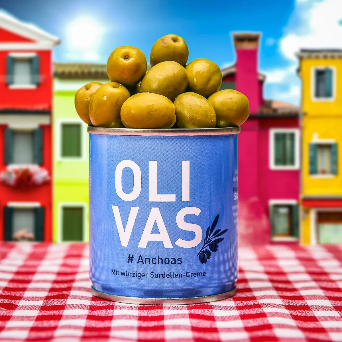 Zelené olivy Olivas Anchoas plněné ančovičkami 80 g