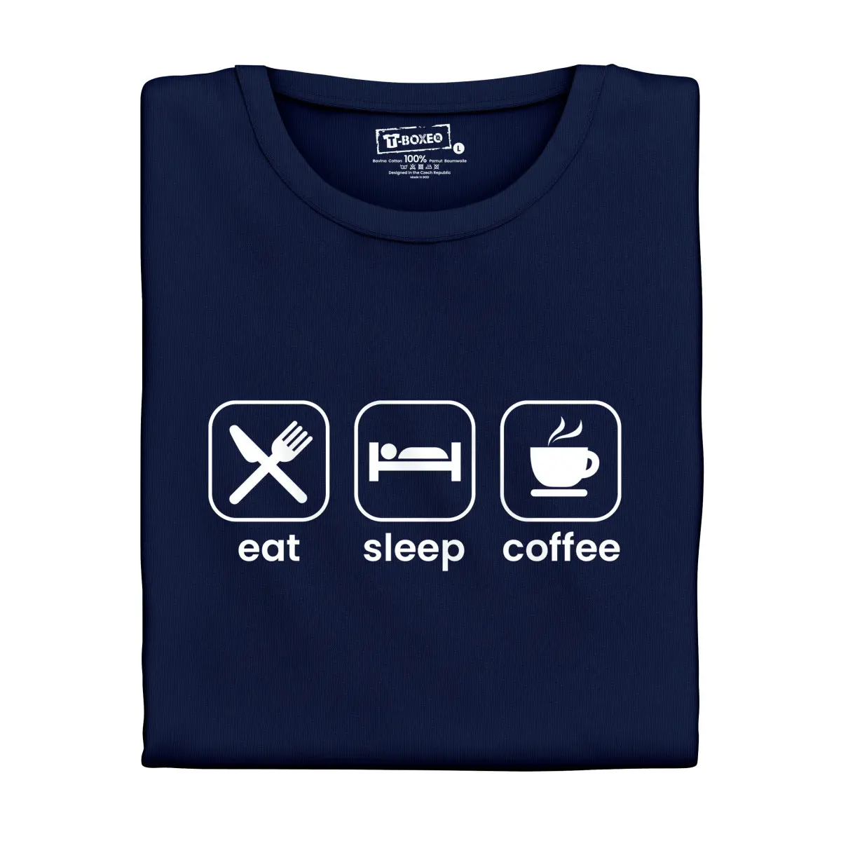 Dámské tričko s potiskem “Eat, Sleep, Coffee” | Dárek k narozeninám, svátku, výročí, vánocům | Dárek pro muže, ženu | Vtipné tričko | 100% bavlna | dá