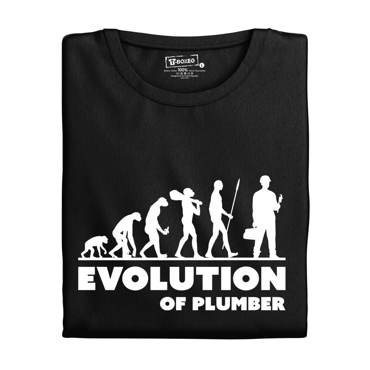 Pánské tričko s potiskem "Evolution of Plumber" | Dárek k narozeninám, svátku, výročí, vánocům | Dárek pro muže, ženu | Vtipné tričko | 100% bavlna |
