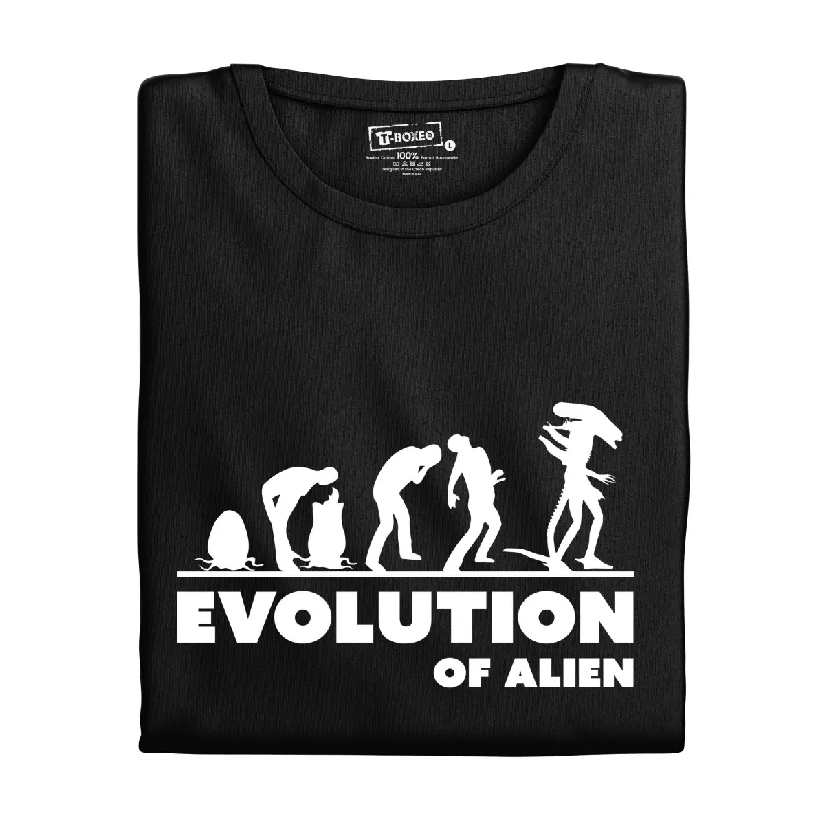 Dámské tričko s potiskem "Evolution of Alien" | Dárek k narozeninám, svátku, výročí, vánocům | Dárek pro muže, ženu | Vtipné tričko | 100% bavlna | dá