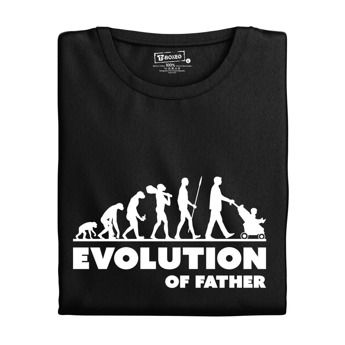 Pánské tričko s potiskem "Evolution of Father" | Dárek k narozeninám, svátku, výročí, vánocům | Dárek pro muže, ženu | Vtipné tričko | 100% bavlna | d
