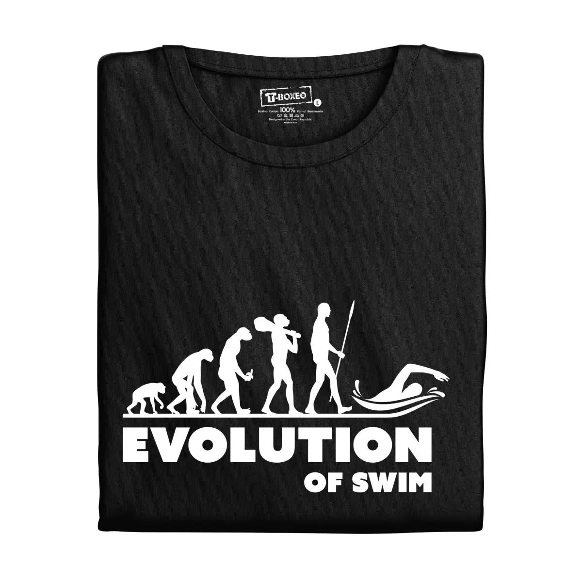 Pánské tričko s potiskem "Evolution of Swim" | Dárek k narozeninám, svátku, výročí, vánocům | Dárek pro muže, ženu | Vtipné tričko | 100% bavlna | dár