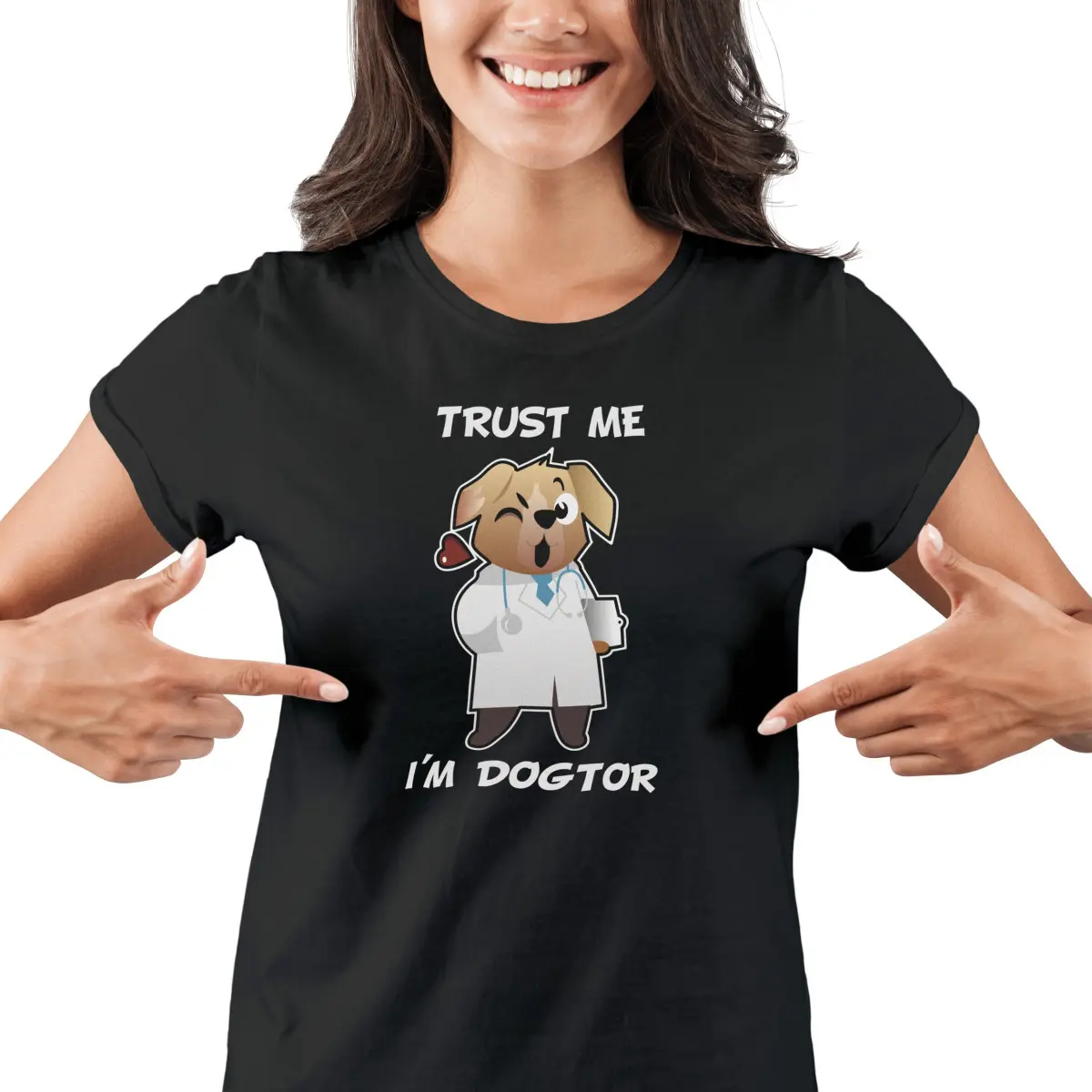 Dámské tričko s potiskem "Trust me I´m doctor" | Dárek k narozeninám, svátku, výročí, vánocům | Dárek pro muže, ženu | Vtipné tričko | 100% bavlna | d