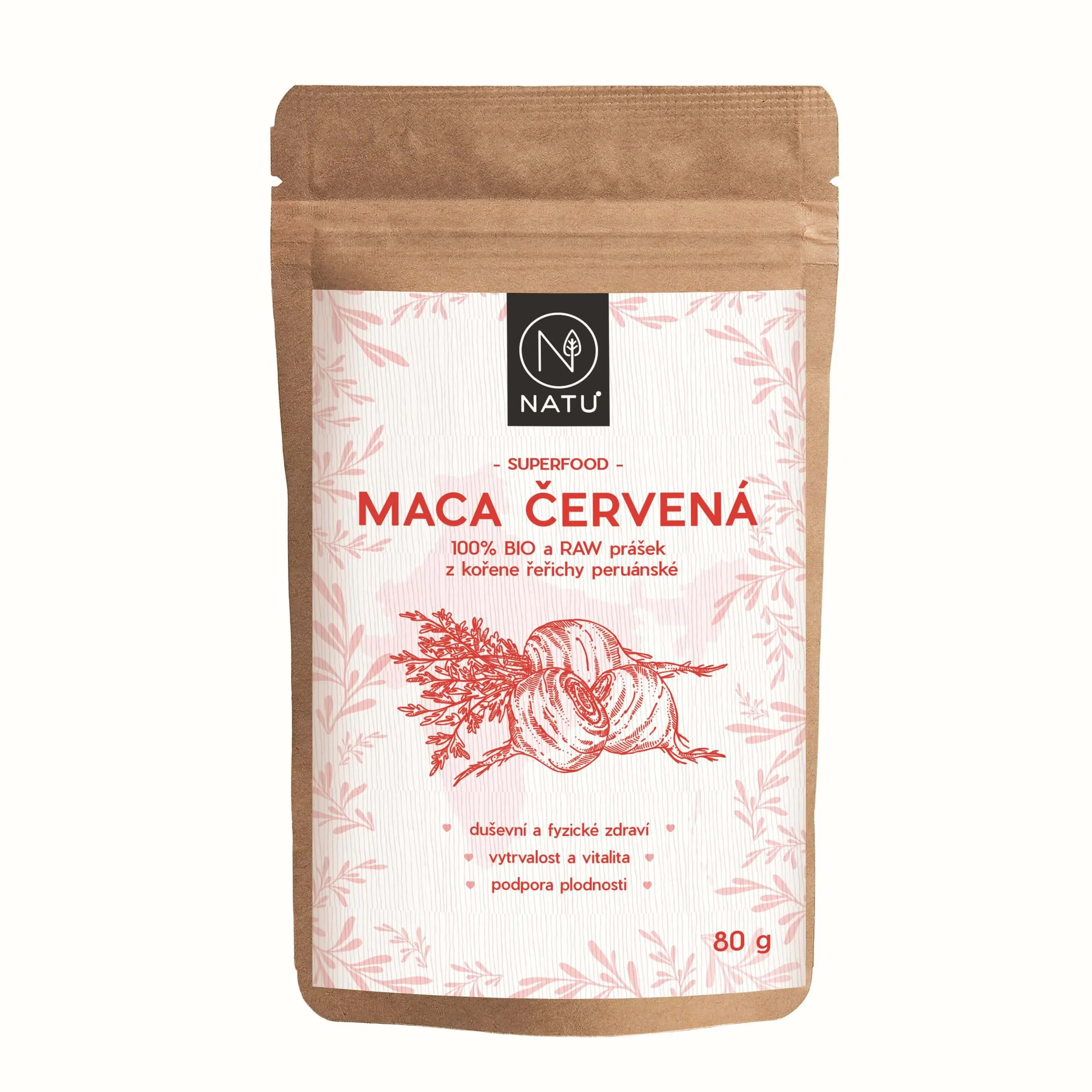 NATU Maca červená BIO prášek 80 g