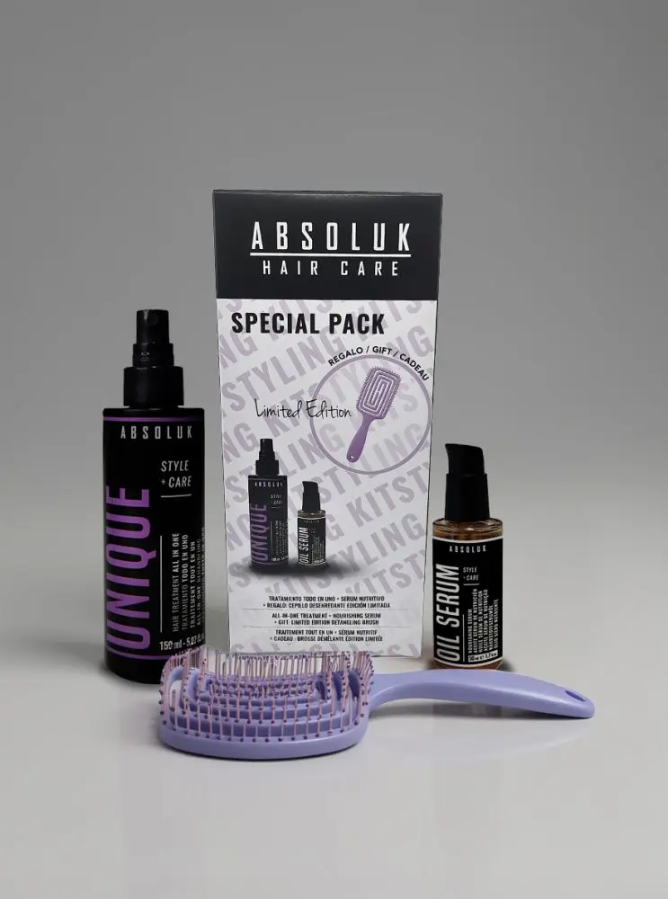 Absoluk Pack Oil Serum + Unique All In One - Sérum, péče a rozčesávací kartáč