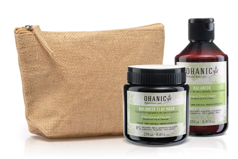 Ohanic Gift Set Balancer - Set na mastné vlasy šampon + maska + taštička