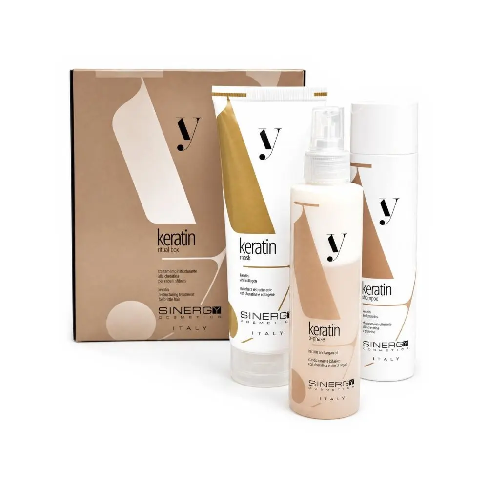 Sinergy Cosmetics Sinergy Y4 Keratin Gift Box B-Phase - Rekonstrukční set šampon + maska + kondicionér