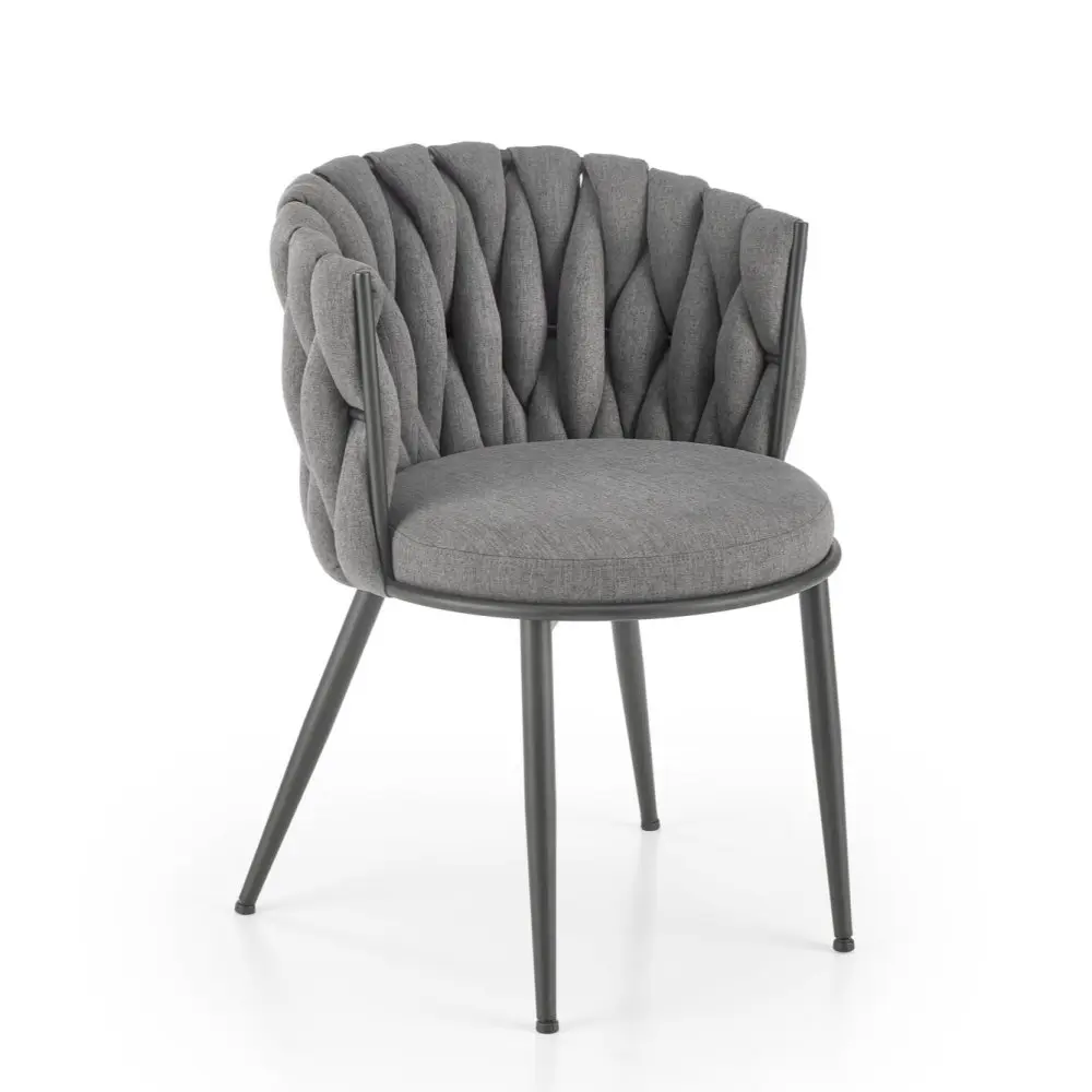 Designové jídelní křeslo MANDY — kov, látka, černá / šedá
