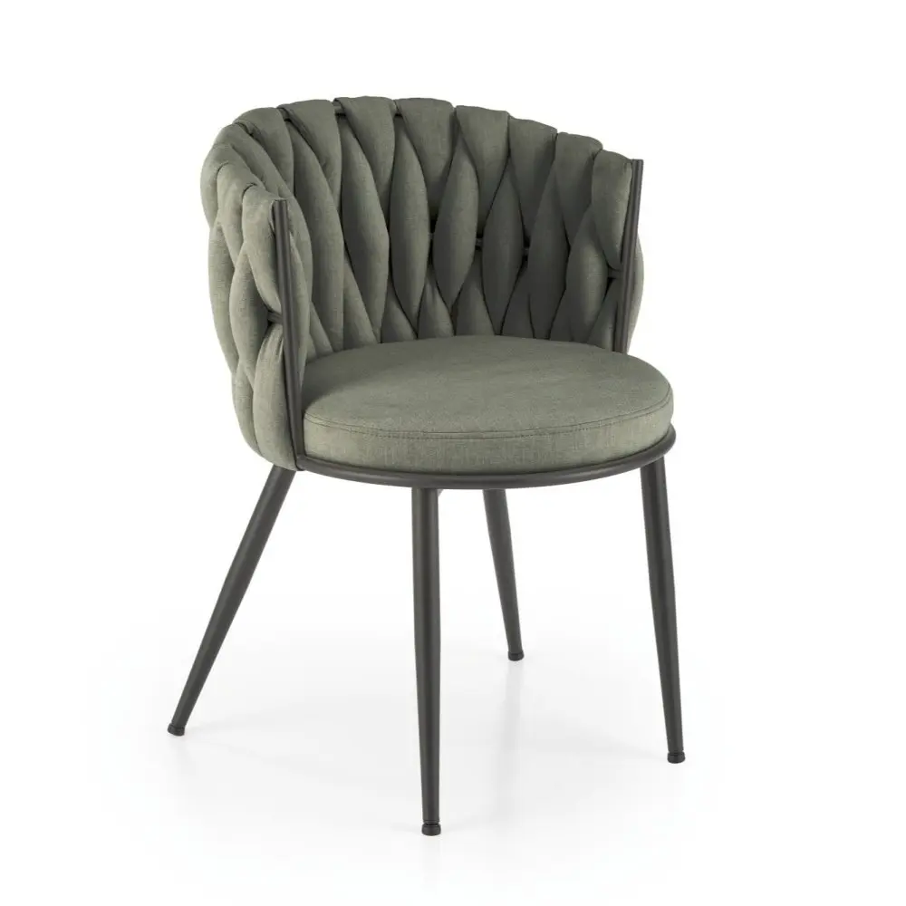 Designové jídelní křeslo MANDY — kov, látka, černá / olivová
