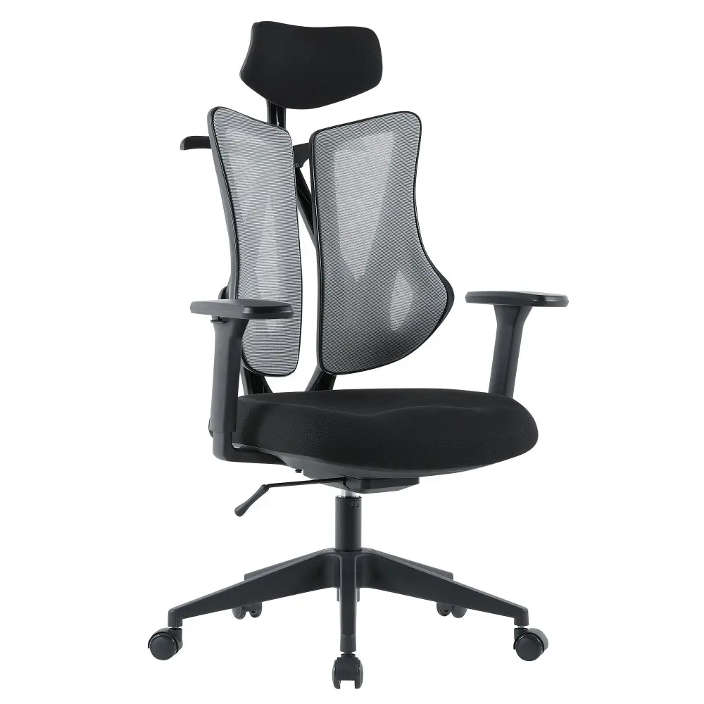 Kancelářská ergonomická židle MORA — síť / látka, šedá / černá