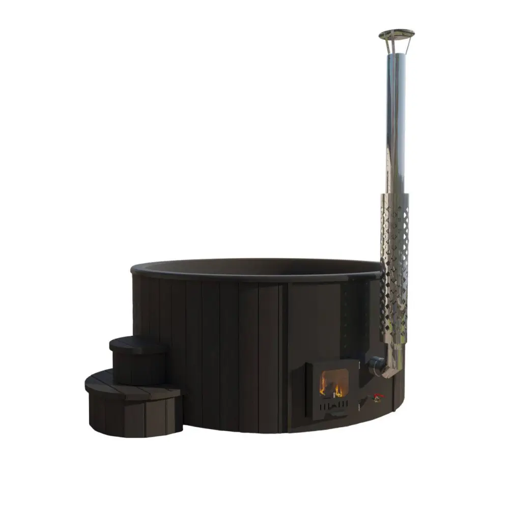 Koupací sud DeLux 200 BLACK s integrovanými kamny 30 kW Černá