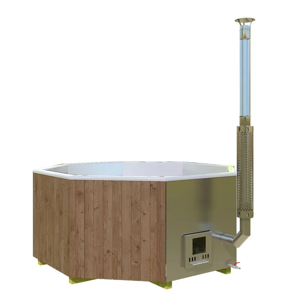 Koupací sud MulliXKing/DeLux 240 s integrovanými kamny 30 kW Bílý