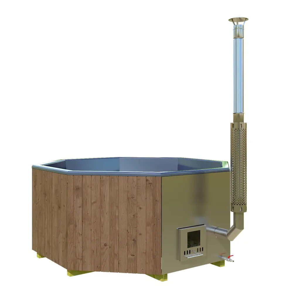Koupací sud MulliXKing/DeLux 240 s integrovanými kamny 30 kW Modrá