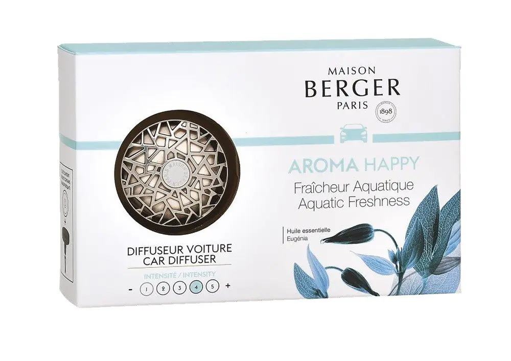 Maison Berger Paris Dárková sada difuzér do auta Aroma Happy chrome + náplň Aquatic Freshness