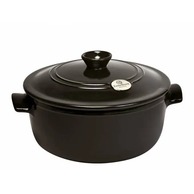 Emile Henry Hrnec kulatý s poklicí, Ø 24 cm / 4 l, pepřová 794540
