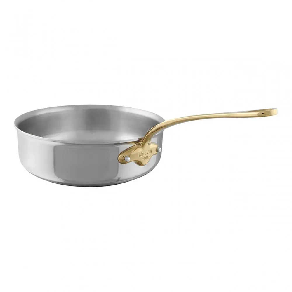 Mauviel Nerezová pánev na soté s bronzovou rukojetí M’Cook B, 24 cm / 3,2 l 351124