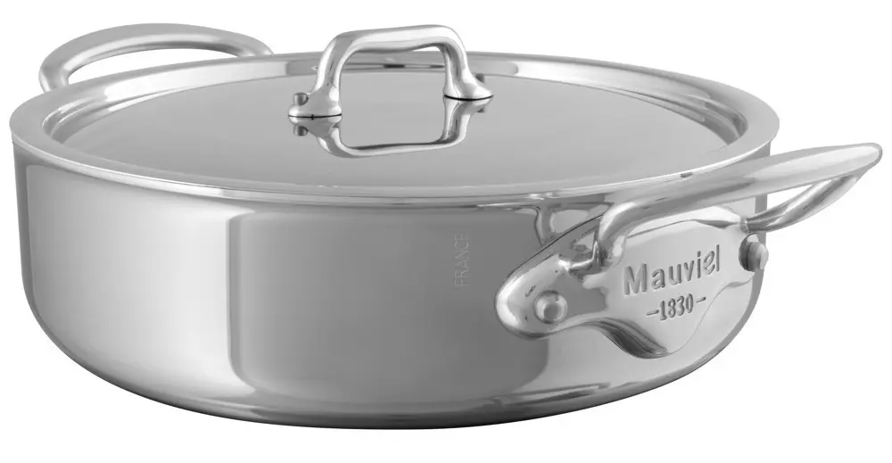 Mauviel Nízký kastrol s nerezovou poklicí M´Cook, 28 cm / 5,6 l 523029