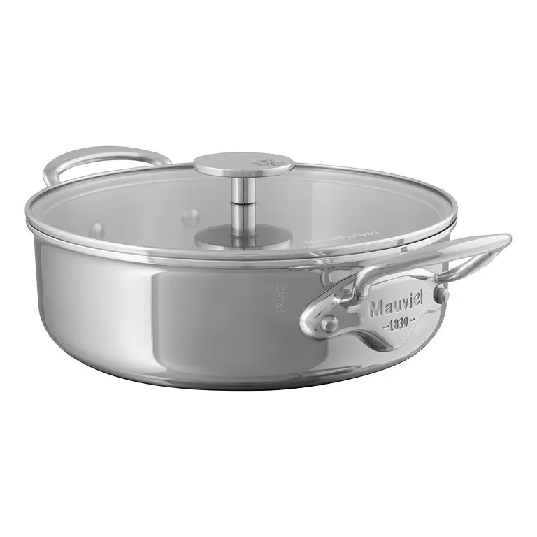 Mauviel Nerezový nízký kastrol se skleněnou poklicí M’Cook, Ø 28 cm / 5,7 l 523079