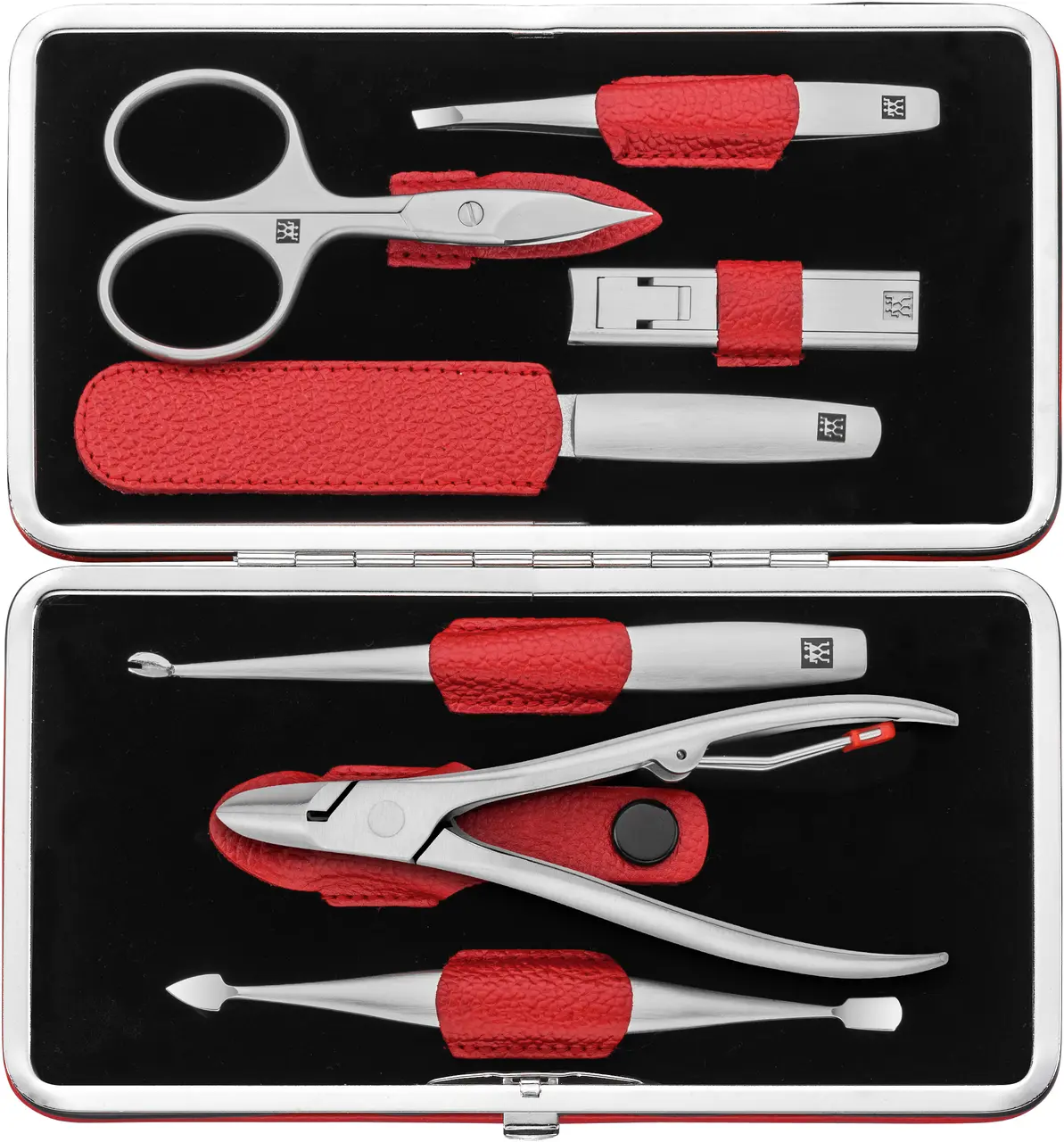 Zwilling Beauty Premium manikúra, kožené pouzdro s kovovým rámem, 7 ks, červená 97093-002