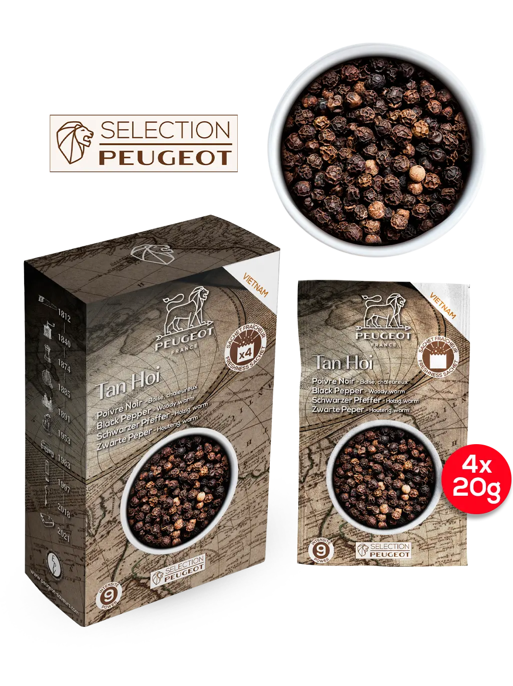 Peugeot Černý pepř Tan Hoi, 4 x 20 g 42417