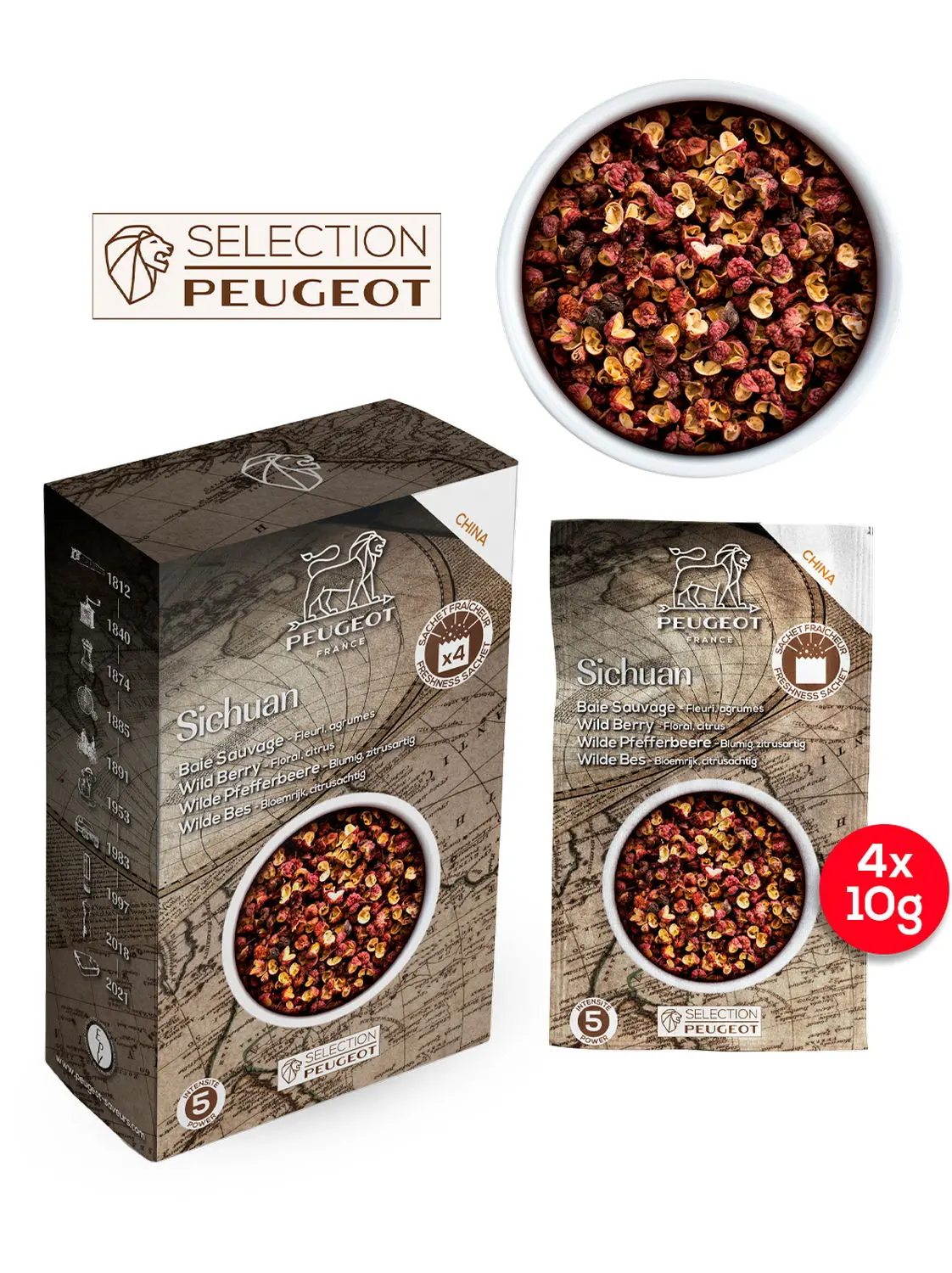 Peugeot Sečuánský pepř Sichuan, 4 x 10 g 42448