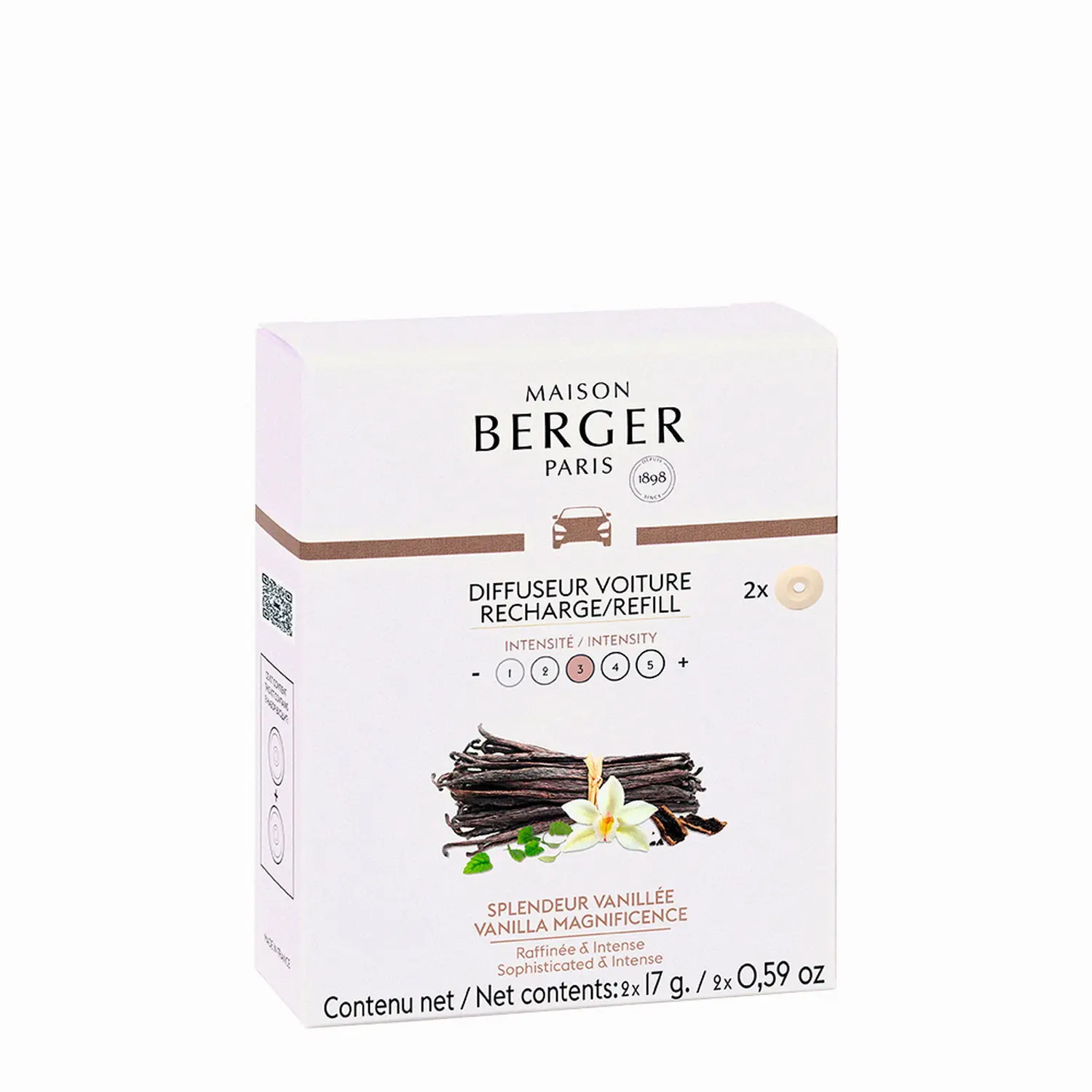 Maison Berger Paris Náhradní náplň do difuzéru do auta Vanilla Magnificence (Car Diffuser Recharge/Refill) 2 ks