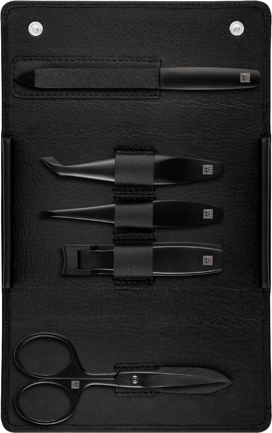 Zwilling Beauty Pánská manikúra Premium Black s nůžkami a štípátkem, čená kůže, 5 ks 97003-004-0