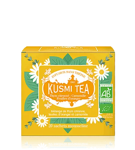 Kusmi Tea Bylinná čajová směs mateřídoušky citronové, lístků pomerančovníku a heřmánku Bio, 20 sáčků 21275A1120