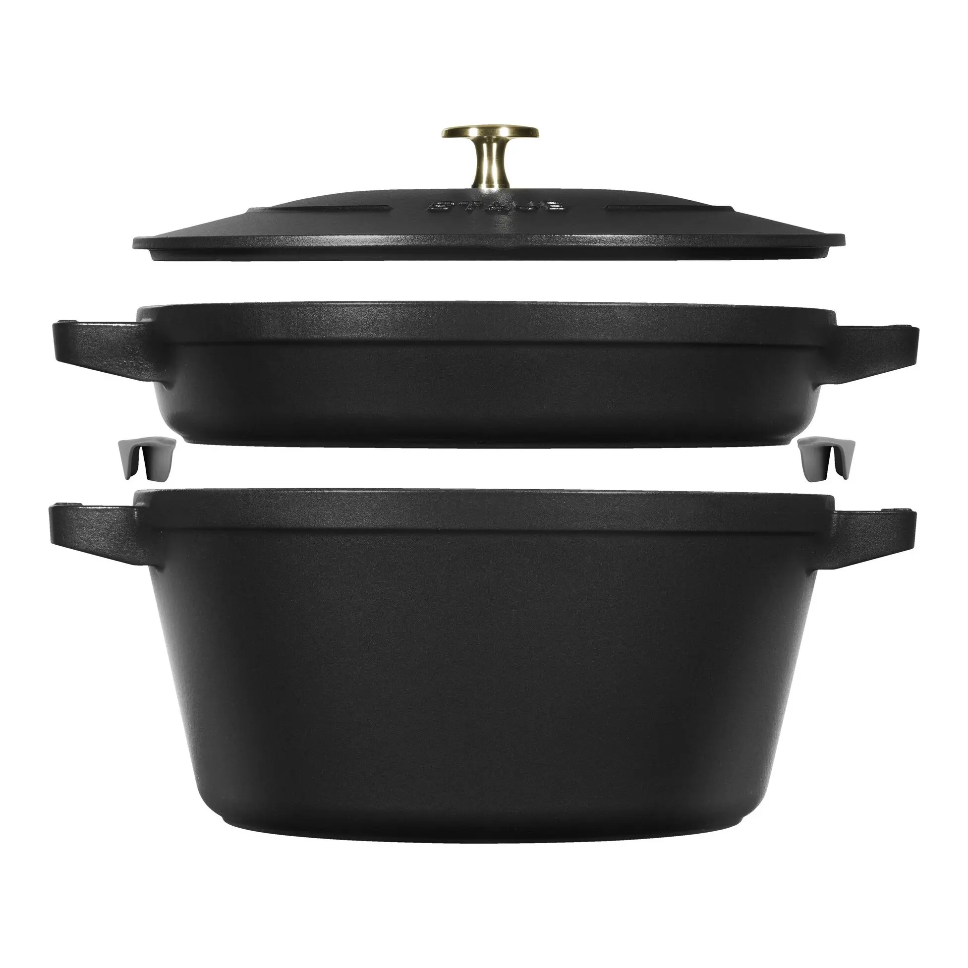 Staub Sada 2v1: litinový hrnec a pánev s poklicí, Ø 24 cm,