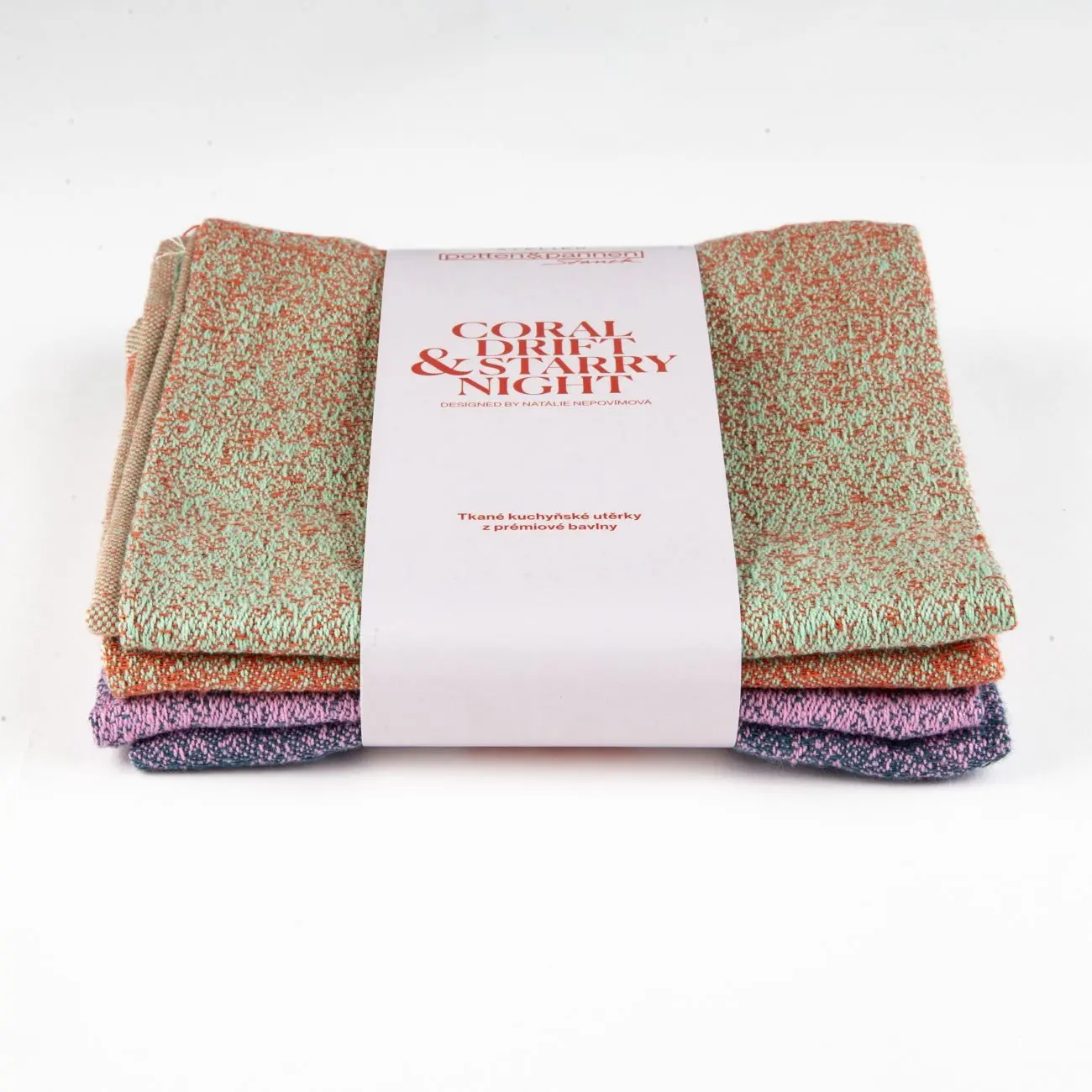 Potten & Pannen - Staněk Sada 2 utěrek v designu Natálie Nepovímové, Coral drift & Starry Night H-C&SN