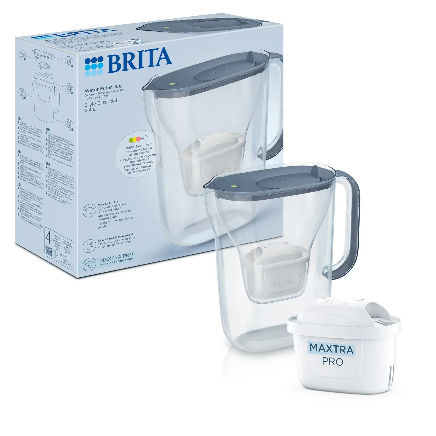 Brita Filtrační konvice Style Essential s filtrem Maxtra Pro Pure Performance, 2, 4 l, šedomodrá 1057790|1061029