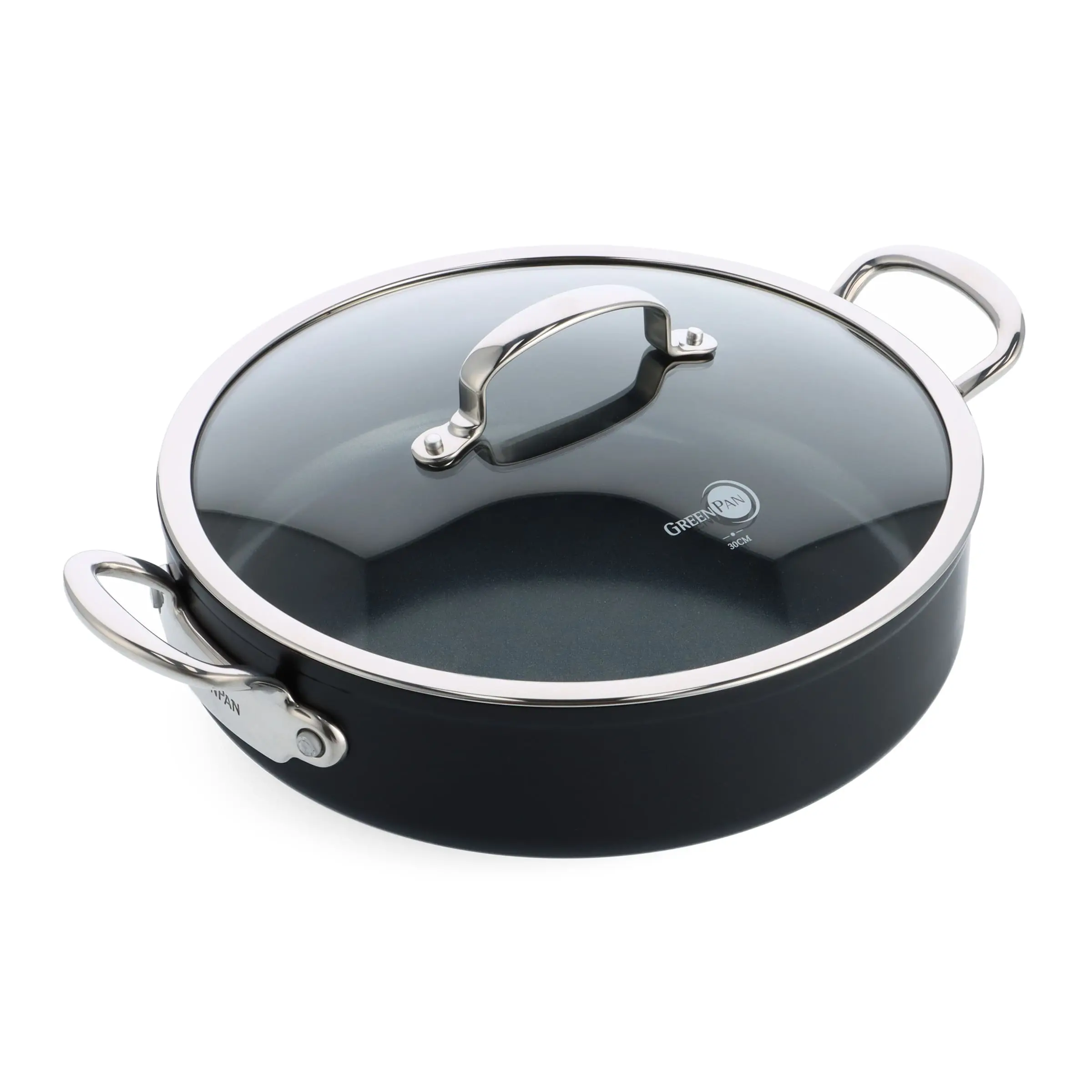 GreenPan Kastrol s nepřilnavým keramickým povrchem s poklicí Barcelona Pro, Ø 30 cm / 5,5 l, černá CC005329-001