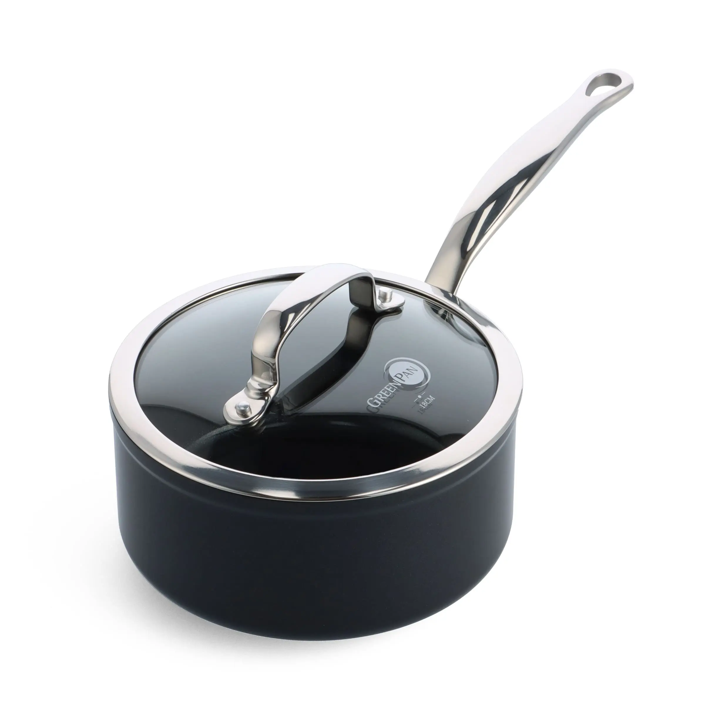 GreenPan Omáčník s nepřilnavým keramickým povrchem s poklicí Barcelona Pro, Ø 18 cm / 2,1 l, černá CC005331-001