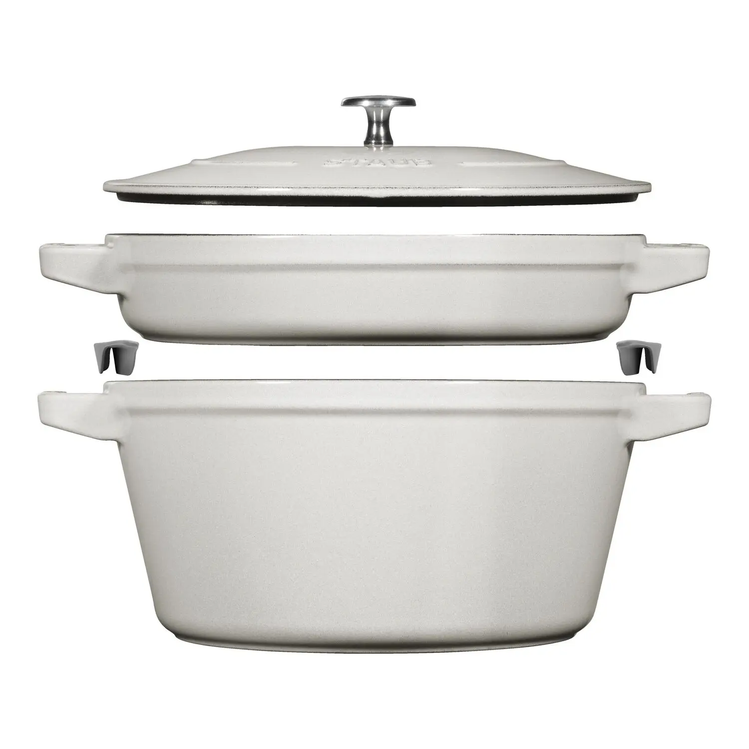 Staub Sada 2v1: litinový hrnec a pánev s poklicí, Ø 24 cm, bílý lanýž 1010879