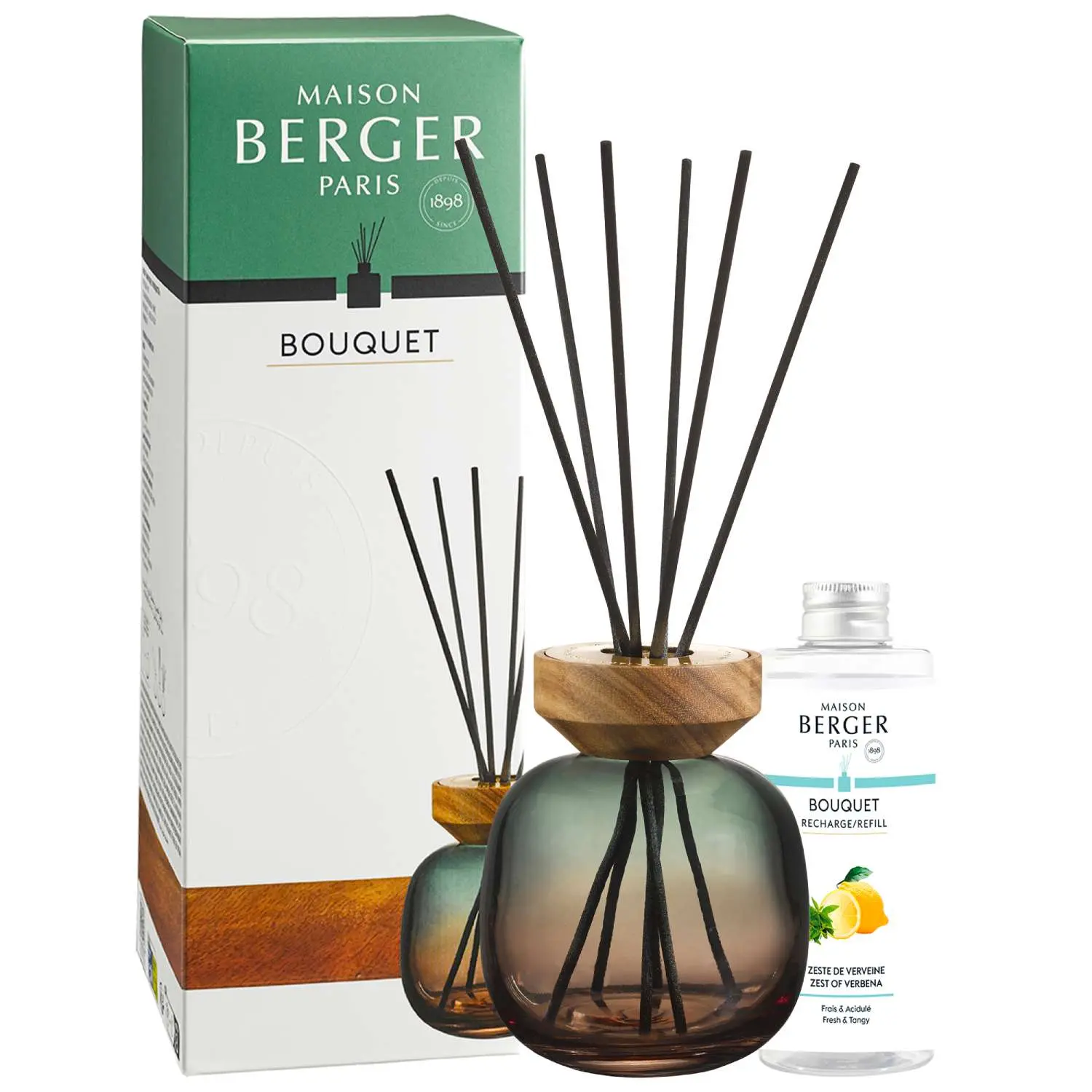 Maison Berger Paris Aroma difuzér Wood, zelený + náplň Verbena, 180 ml 7879