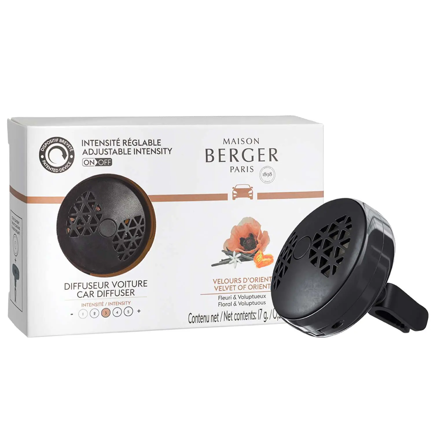 Maison Berger Paris Vůně do auta Smart Samet z Orientu s černým pouzdrem on/off 7870