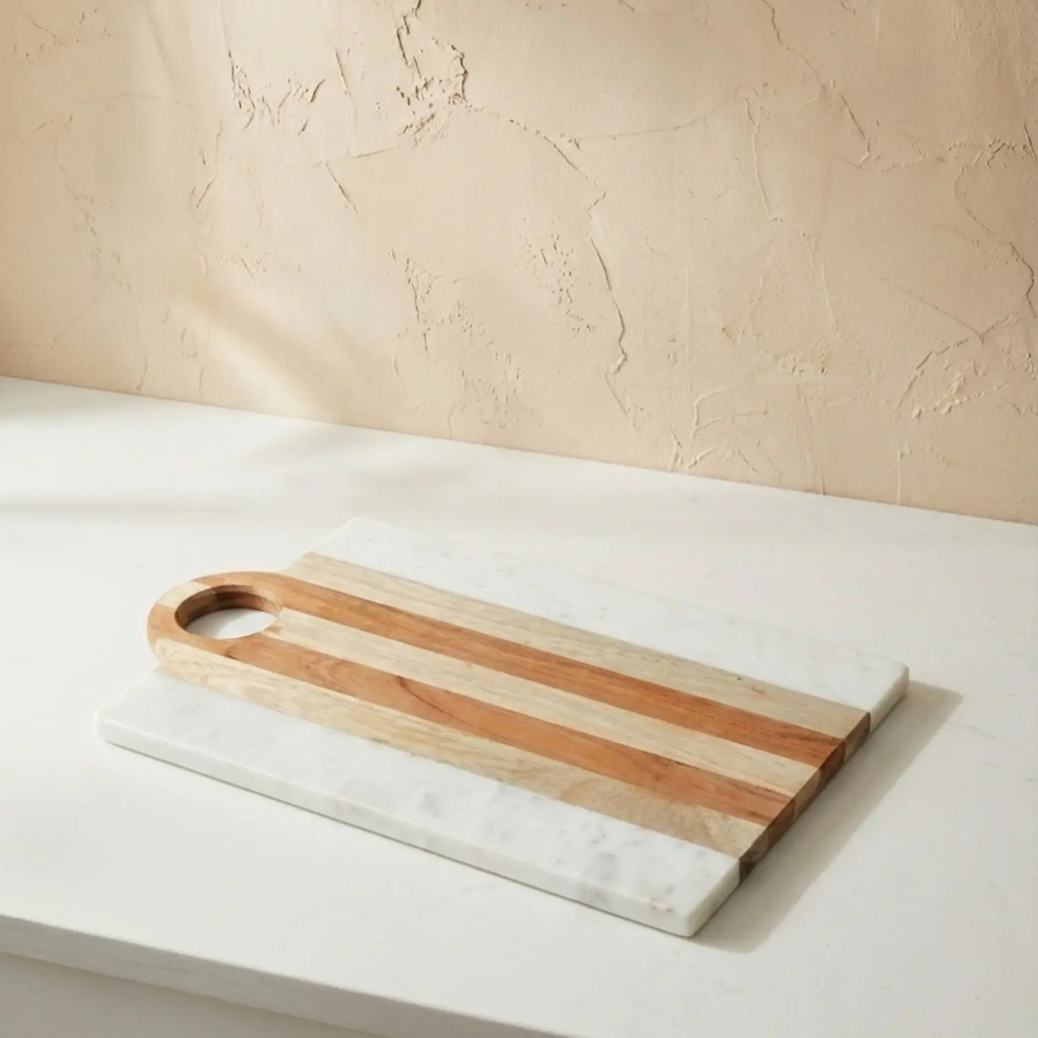 Be Home Velké obdélníkové servírovací prkénko White Marble & Wood, 40,5×25 cm, bílá 38-04